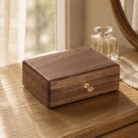 Walnut Jewelry Case Hand-Polished Finish Double Layer Jewelry Box Velvet