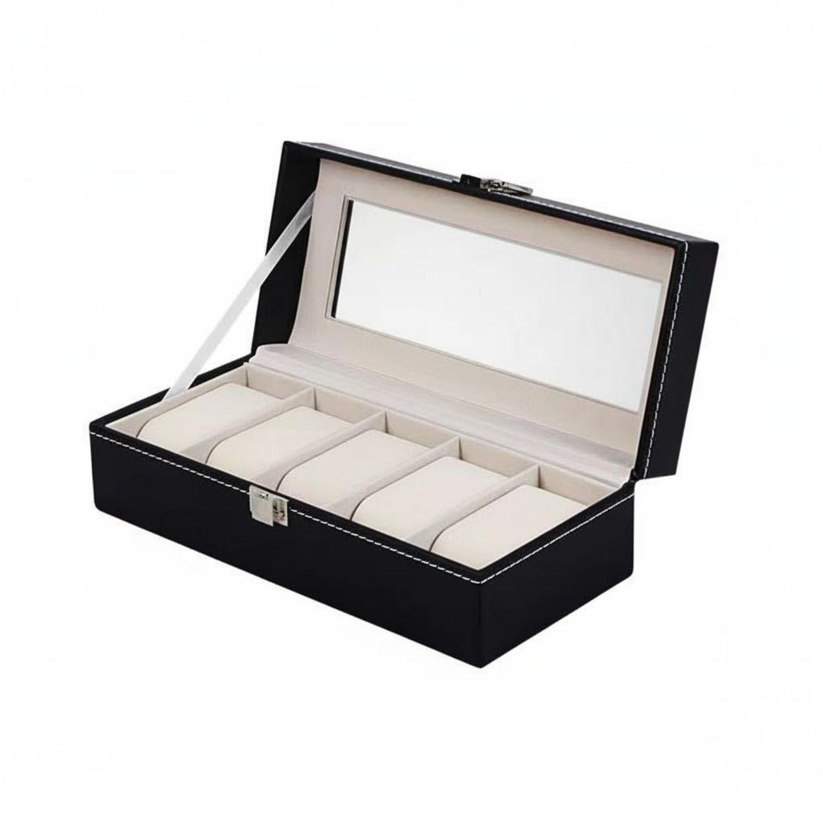 Multi-Compartment Watch Holder Clear View Lid Glass Top Watch Collection Box Individual Accessory Storage Dustproof Removable