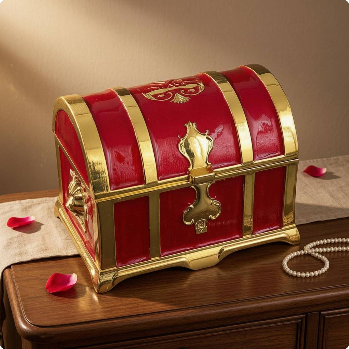 Treasure Chest Jewelry Box Alloy Vintage Jewelry Box Curved Lid