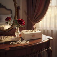 Double Layer Jewelry Box Elegant Floral Jewelry Box Carved Design for Bedroom