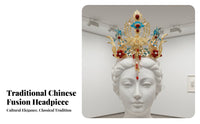 Traditional Chinese Hair Crown Gilded Finish Traditional Chinese Hair Accessory Ancient Chinese Headdress Intricate Design