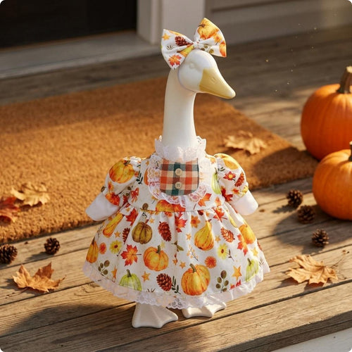 Thanksgiving Goose Outfit Lace Collar Porch Goose Outfit Puff Sleeves