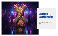 Beaded Reflective Long Fingerless Gloves, Polyester, Halloween, Cosplay, Stage, Nightclub