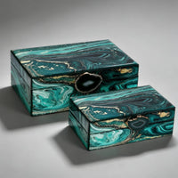 2 Pieces Jewelry Box with Hinged Lid Tabletop Storage Decorative for Gift