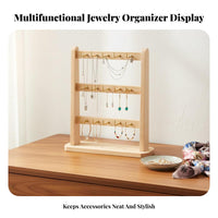Solid Wood Bracelet Holder Rack Multi-Functional Wooden Jewelry Stand Sturdy & Stable for Vendors, Market Stall, Retail Display, Dresser Top
