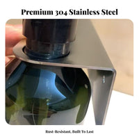 Space-Saving Shampoo Dispenser Bracket Drill-No-Cost Installation Shower Pump Bottle Holder Brushed Finish for Renters, Restroom