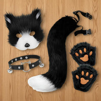 Paw Glove Face Covering Set Halloween Canine Tail Face Covering Set Cosplay Furry Animal Outfit Accessories for Women, Dress-up Party