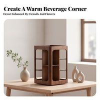 Desktop Display Shelf Rotating Storage Rack Walnut Wood Vertical Space Saving