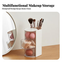 Large Capacity Rotating Makeup Organizer Space Saving Dust-Proof Makeup Sponge Case Multi-Functional for Women, Dorm Room, Bedroom, Dresser