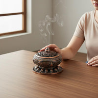 Metal Aromatic Resin Burner with Lid Multi-Functional Alloy Coil Aromatic Resin Burner Holder Antique Censer Promotes