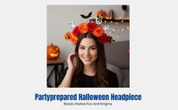 Dark Flower Headband, Halloween Bat Pumpkin Bone Decor, Party Costume, Photo Prop