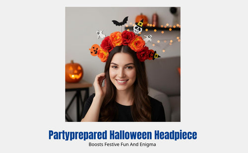 Dark Flower Headband, Halloween Bat Pumpkin Bone Decor, Party Costume, Photo Prop