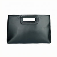 Cutout-Handle Bag Stitched Edges PU Handbag Minimal Design Structured Handbag