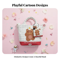 Cartoon teddy animal Print Handbag multipurpose Small Tote Lightweight for everyday Use, Women