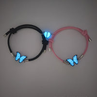 2 Pieces Luminous Heart Connection Bracelets Best Friend Gift for Couples