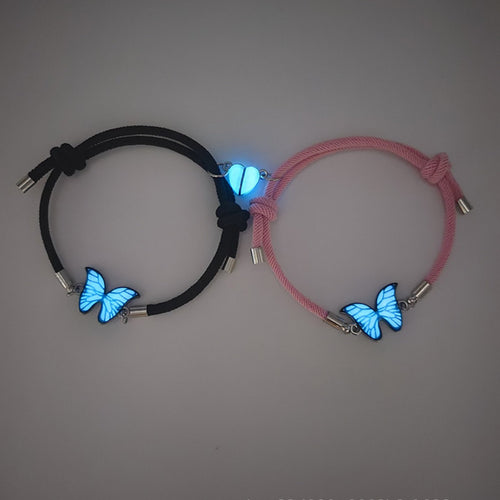 2 Pieces Luminous Heart Connection Bracelets Best Friend Gift for Couples