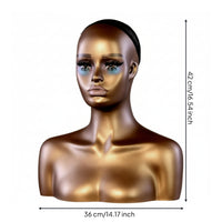 Mannequin Head with Shoulders Built-in Ears Smooth Surface Tabletop Bust Female Mannequin Bust for Photography