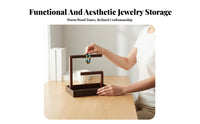 Multi-Functional Wooden Bracelet Holder with Tray Space-Saving Crossbar Jewelry Stand Easy Assembly for Dressing Table, Craft Exhibition