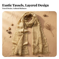 Tattered Desolate Wrap Tassel Scarf Distressed Look for Women, Adults