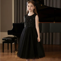 Black Sequin Princess Dress Lined Inside for Recital, Wedding, Students