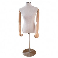 Half-Body Mannequin with Articulated Arms Sturdy textileCovered Dress Form with Metal Base Stable Mannequin Torso for Retail Shops