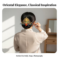 Traditional Chinese Attire Hair Accessory Handmade Traditional Chinese Hair Comb Gilded Floral Headpiece Artisanal Headdress
