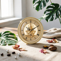 Gear Wall Timepiece Gold Finish Home Decor Metal Frame