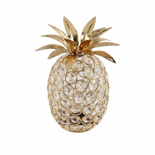3 Pieces Crystal Pineapple Ornament Gift Idea Home Decor Gold-Tone for Wedding