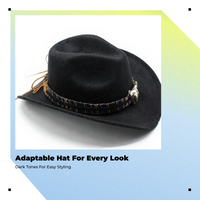 Wide Brim Cowboy Sun Hat, Unisex, Adjustable, UPF40+