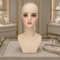 Mannequin Head with Shoulders Tapered Torso Hairpiece Bust Mannequin Elegant Hairpiece Display Bust
