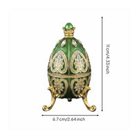 Jewelry Container Decorative Egg Box Trinket Holder Metal Structure Enamel Finish Rhinestone Accent Suitable for Gift Giving Dressing Table Placement