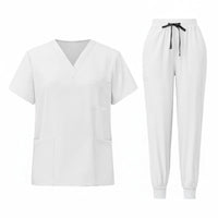 Nurse Attire Set Multi-Pocket V-Neck Scrub Set Soft and Comfortable