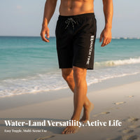 Men's Quick Dry Swim Shorts, Double Lined, Loose Fit, Water Land