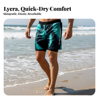 Men's Quick Dry Swim Shorts, Double Lined, Loose Fit, Water Land