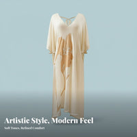 Hand-Painted Kaftan, Flower Graffiti, Loose Sun Protection, V-Back, Women