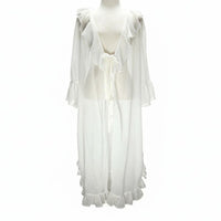 Sheer Kimono Cardigan, Loose Frill Beach Cover Up, Sun Protection Dress