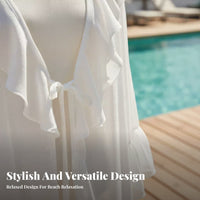Sheer Kimono Cardigan, Loose Frill Beach Cover Up, Sun Protection Dress