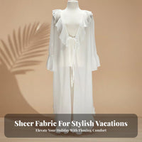 Sheer Kimono Cardigan, Loose Frill Beach Cover Up, Sun Protection Dress
