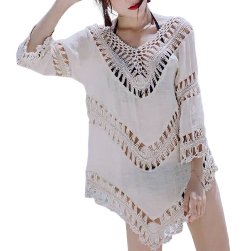 Beach Cover Up, Hollow Knit Loose Top, Sun Protection for Women