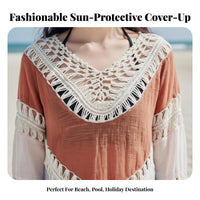Beach Cover Up, Hollow Knit Loose Top, Sun Protection for Women