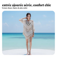 Beach Cover Up, Hollow Knit Loose Top, Sun Protection for Women