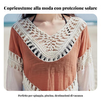 Beach Cover Up, Hollow Knit Loose Top, Sun Protection for Women