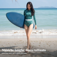 Sun Protection One-Piece Swimwear, Long Sleeve, Slimming, Women