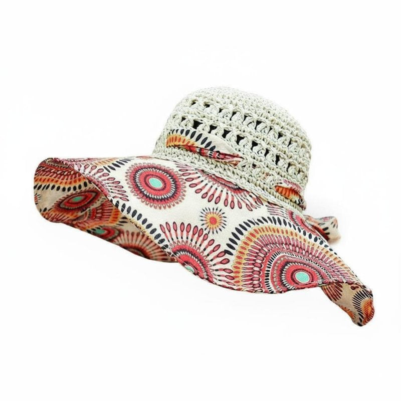 Women's Wide Brim Sun Hat, Ethnic Style, Beach, Holiday, Travel Protection