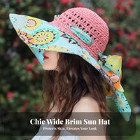 Women's Wide Brim Sun Hat, Ethnic Style, Beach, Holiday, Travel Protection