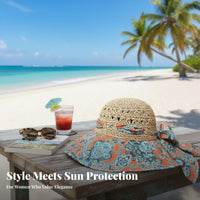Women's Wide Brim Sun Hat, Ethnic Style, Beach, Holiday, Travel Protection