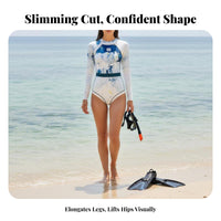 Women's Long Sleeve One-Piece Swimsuit, Slimming, For Diving & Snorkeling