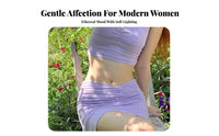 Knit Hollow Sweet Fairy Set, Women's navy lavender, Beach holiday openworkfit, Detachable Chest Pad