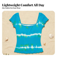 Handmade Tie-Dye Collection, Women's Short Sleeve T-Shirt, Split Maxi Skirt