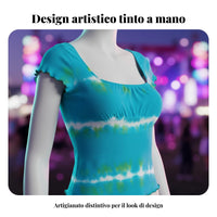 Handmade Tie-Dye Collection, Women's Short Sleeve T-Shirt, Split Maxi Skirt